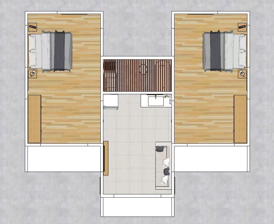 Floor plan of the 2-bedroom granny flat